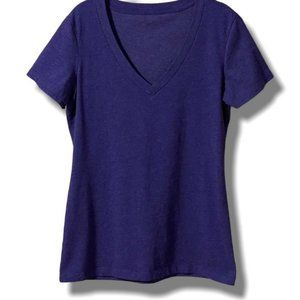 Tagless Women's Purple Stonewash V-Neck Short Sleeve Tee